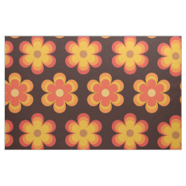 Tela Patrón de flores retro genial naranja y amarillo 