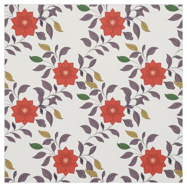Tela Patrón de flores rojas | Estilo Chinoiserie (Retal)