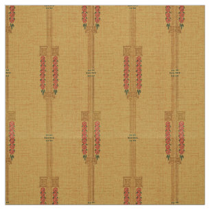 Tela Patrón de flores rosadas de estilo Art Deco vintag