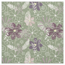 Tela patrón de flores sage púrpura plum lilac