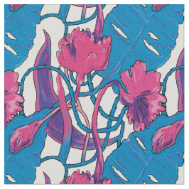 Tela Patrón de flores silvestres tropicales.