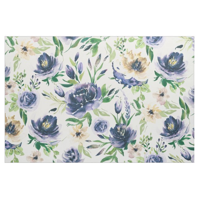 Tela Patrón de flores violeta azul y amarillo suave ("Cuarto gordo" (fat quarter))