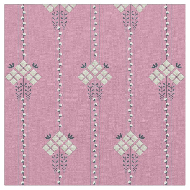 Tela Patrón de flores y rizos de karo (De cerca)