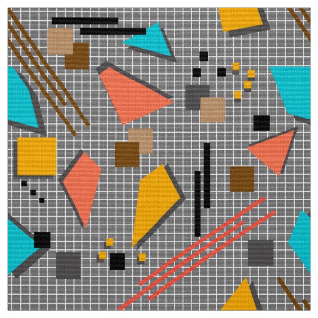 Tela Patrón de formas de memphis geométricos sin foco (Retal)
