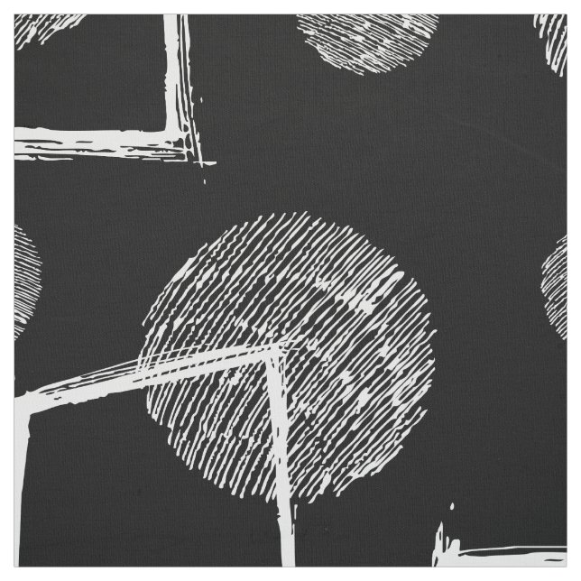 Tela Patrón de formas geométricas abstractas en blanco  (Retal)