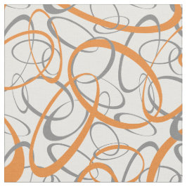Tela Patrón de formas retro gris y naranja