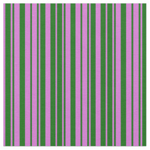 Tela Patrón de franjas de color verde oscuro y orquídea