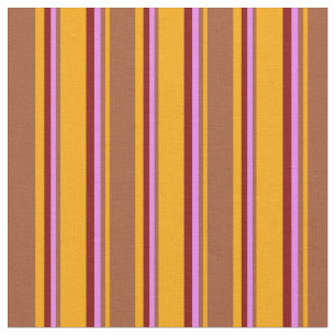 Tela Patrón de franjas de naranja, siena, violeta y mar