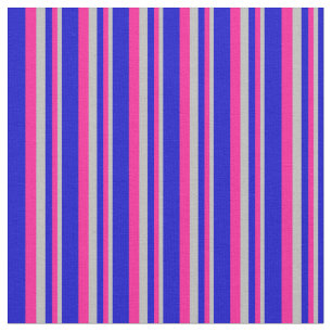 Tela Patrón de franjas gris, rosa profundo y azul