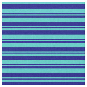 Tela Patrón de franjas/líneas azul y turquesa