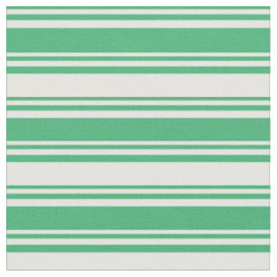 Tela Patrón de franjas/líneas de crema de color verde y
