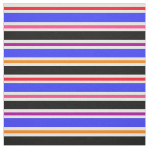 Tela Patrón de franjas multicolor azul negro Textil