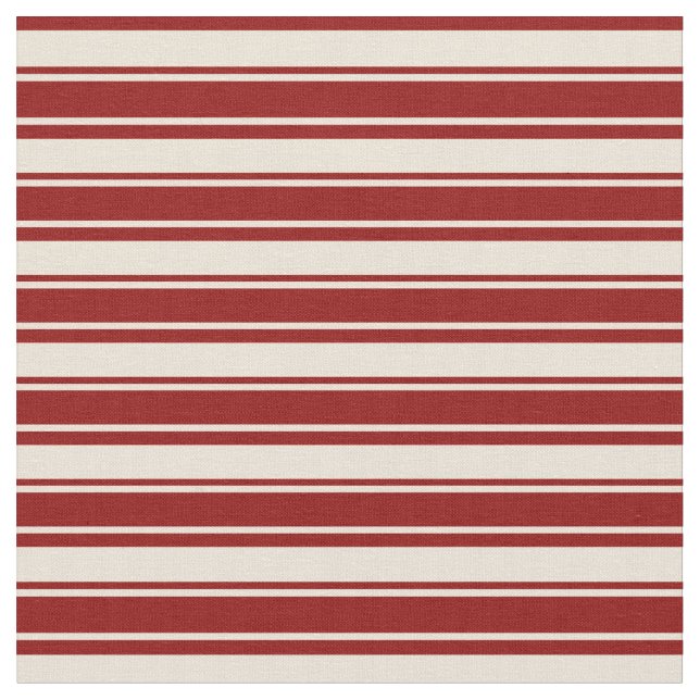 Tela Patrón de franjas rojas de Bisque y Oscuro (De cerca)