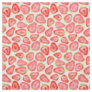 Tela Patrón de fresas de color agua