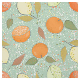 Tela Patrón de fruta con limones, naranjas, cal