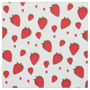 Tela Patrón de frutas de fresa blanca y roja