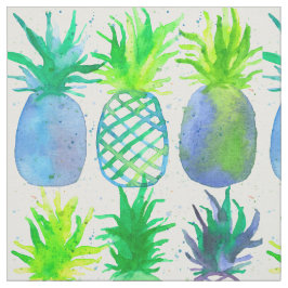 Tela Patrón de frutas de piña de color acuático