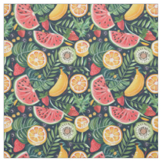 Tela Patrón de Frutas de Verano