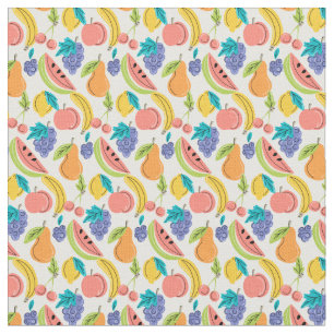 Tela Patrón de frutas de verano de Doodle lindo