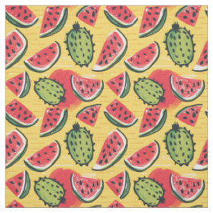 Tela Patrón de frutas de verano en negrita