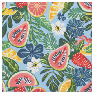 Tela Patrón de Frutas Tropicales | Botánica Veraniega S