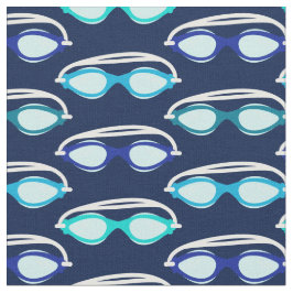 Tela Patrón de gafas de natación en azul oscuro