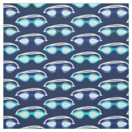 Tela Patrón de gafas de natación en azul oscuro