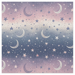 Tela Patrón de galaxia de luna creciente y cielo noctur