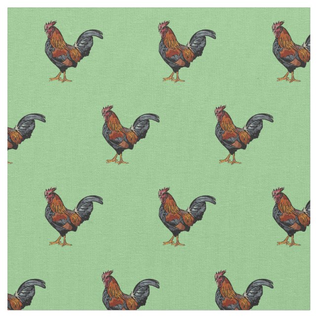Tela Patrón de gallo - Algodón de cama de Personalizado (De cerca)