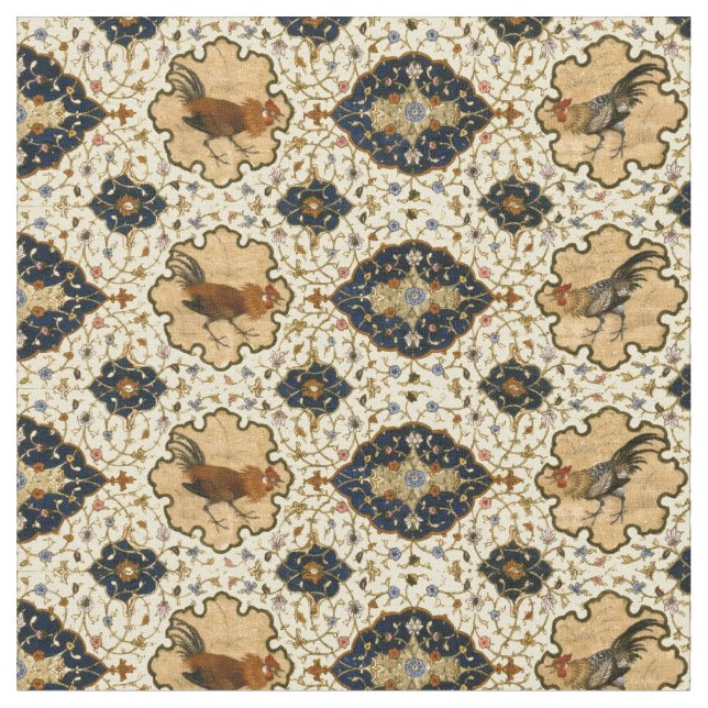 Tela Patrón de gallo floral oriental persa (De cerca)