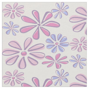 Tela Patrón de garabato de flor caprichosa suave rosa p