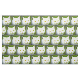 Tela patrón de gato blanco