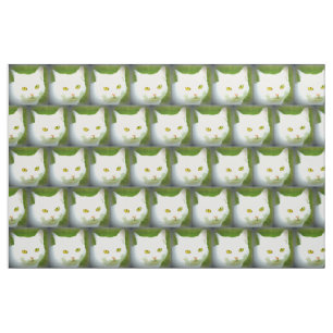 Tela patrón de gato blanco