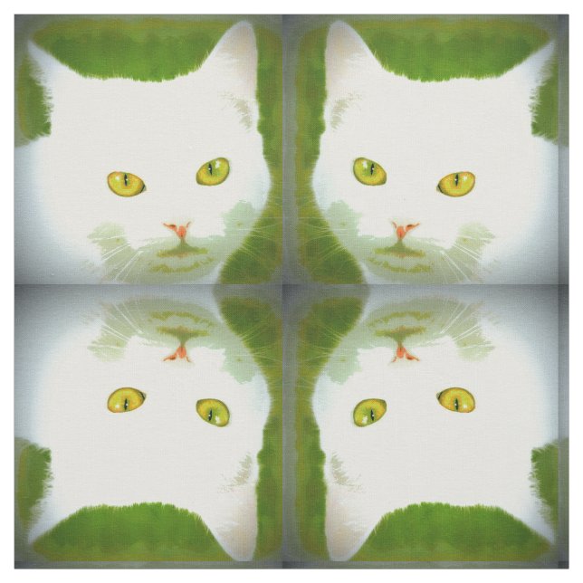 Tela patrón de gato blanco (Retal)