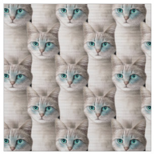 Tela Patrón de gato de Ojos Azules