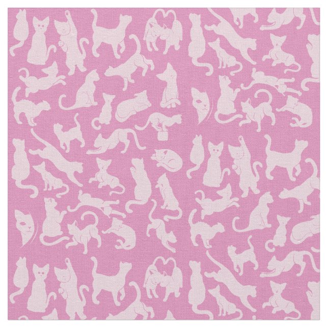 Tela Patrón de Gato Rosa (De cerca)