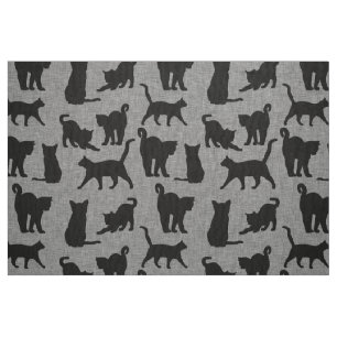 Tela Patrón de gatos negros Negro y gris