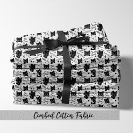 Tela Patrón de gatos y dichos negros