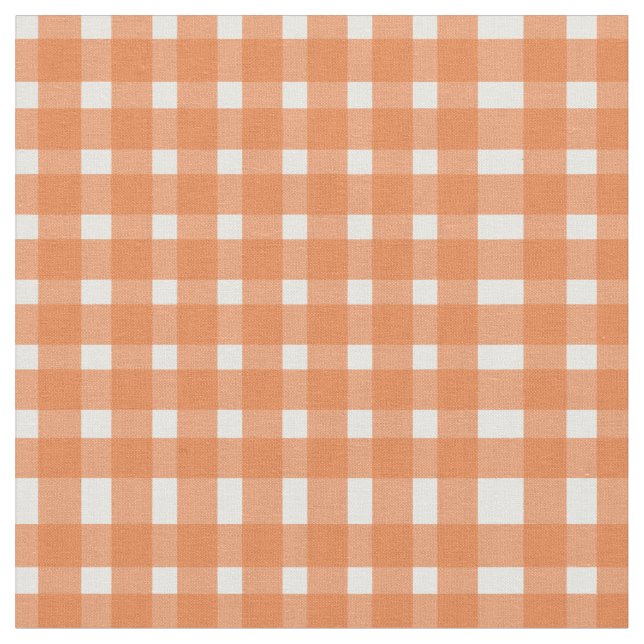 Tela Patrón de Gingham blanco naranja  (De cerca)