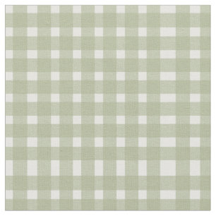 Tela Patrón de Gingham blanco verde sabio