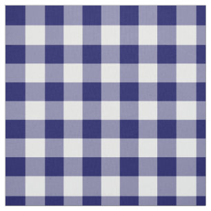 Tela Patrón de Gingham blanco y Marina Clásica