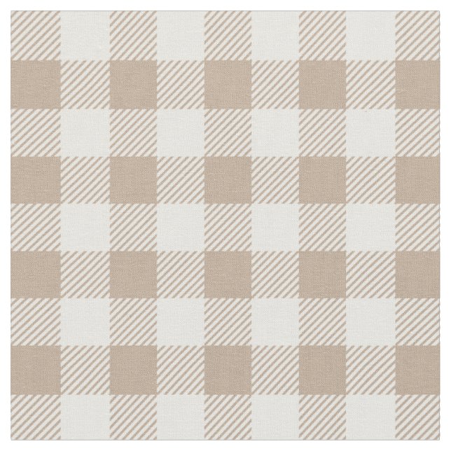 Tela Patrón de Gingham Boho a Cuadros Neutro (De cerca)
