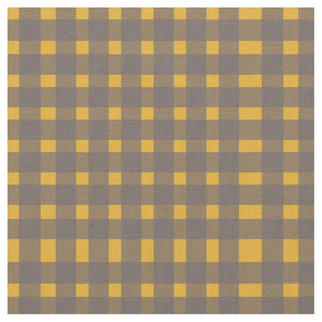 Tela Patrón de Gingham gris amarillo  (De cerca)