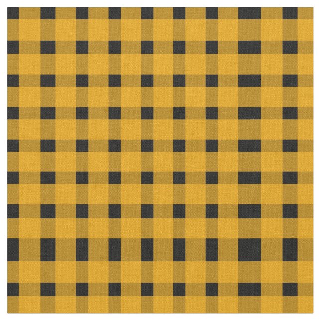 Tela Patrón de Gingham negro amarillo (De cerca)