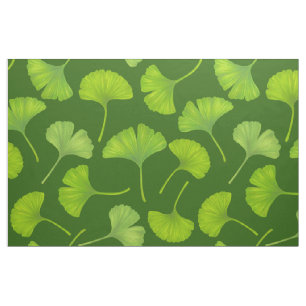 Tela Patrón de Ginkgo en verde oscuro