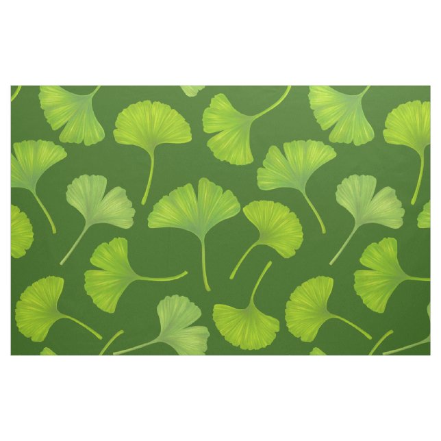 Tela Patrón de Ginkgo en verde oscuro ("Cuarto gordo" (fat quarter))