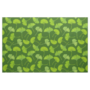 Tela Patrón de Ginkgo en verde oscuro