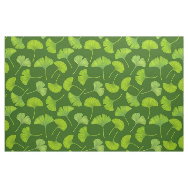 Tela Patrón de Ginkgo en verde oscuro ("Cuarto gordo" (fat quarter))