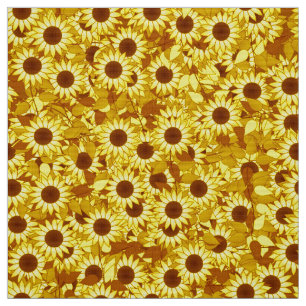 Tela Patrón de girasol - dorado, amarillo y marrón
