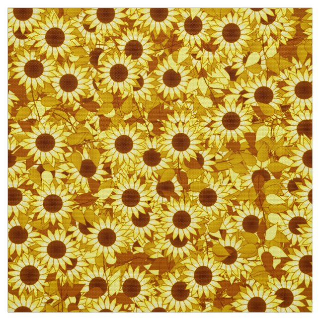 Tela Patrón de girasol - dorado, amarillo y marrón (Retal)